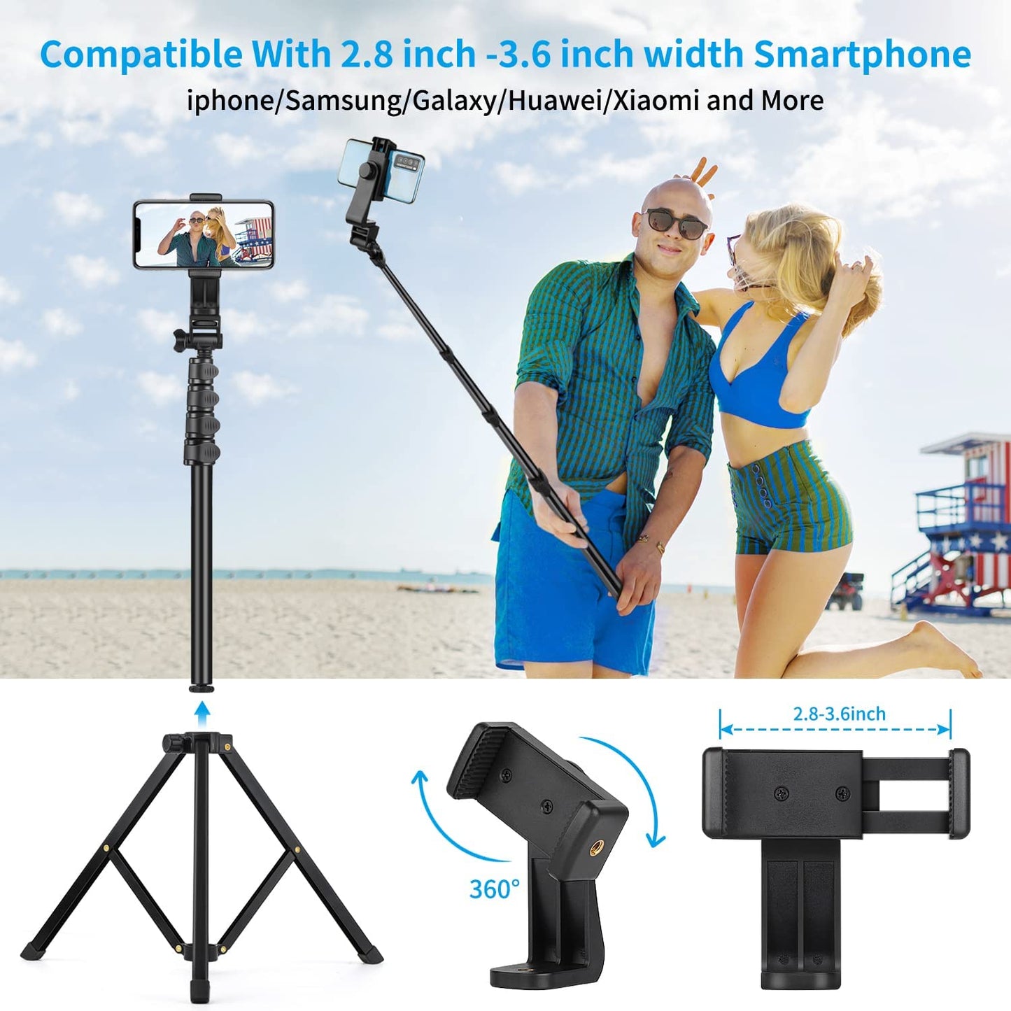 70 Inch Phone Tripod, Extendable Selfie Stick Tripod with Remote, Portable Cell Phone Tripod Stand, Compatible with Iphone 14 13 12 11 Pro Max/Samsung/Android/Camera  Victiv   