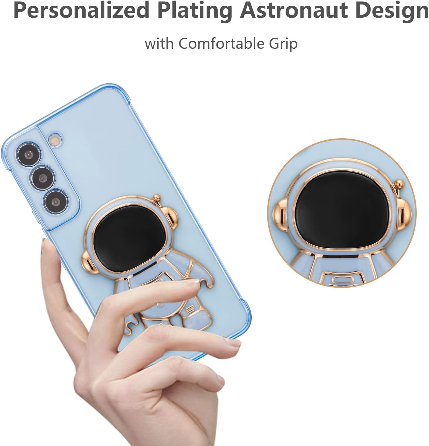 RALEAVO for Samsung Galaxy S21 plus Case Cute 6D Astronaut Case with Stand Function Luxury Plating Case Cover Slim Fit Soft TPU Shockproof Bumper Protective Electroplated Case for Girls Boys,Blue  RALEAVO   
