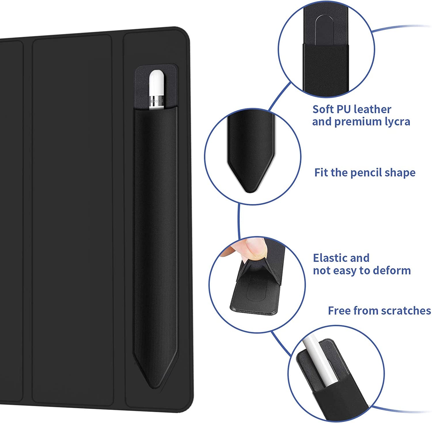 2 Pack Pencil Holder for Apple Pencil 1St 2Nd Generation, YUOROS Adhesive Pencil Sleeve for Ipad Ipad 9Th/8Th Gen, Tablet Stylus Surface Pen (Black, Black)  YUOROS   