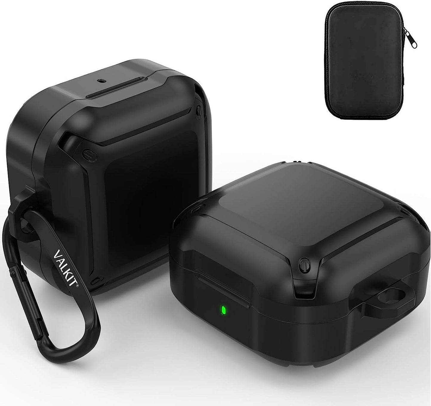 Valkit Compatible Samsung Galaxy Buds2 Pro Case(2022)/Galaxy Buds 2 Case 2021/Galaxy Buds Pro/Galaxy Buds Live 2020 Case Rugged Protective Earbuds Cover with Keychain/Zipper Box for Men Women  VKT Black  
