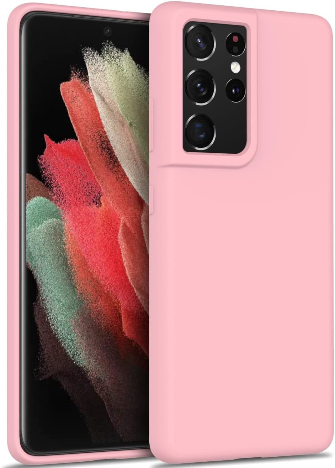 DEENAKIN for Samsung Galaxy S21 Ultra Case Silicone,Silky Smooth Flexible Gel Rubber Bumper Cover with Soft Microfiber Lining Slim Fit Protective Phone Case for Samsung Galaxy S21 Ultra Bright Yellow  DEENAKIN Light Pink Samsung Galaxy S21 Ultra 