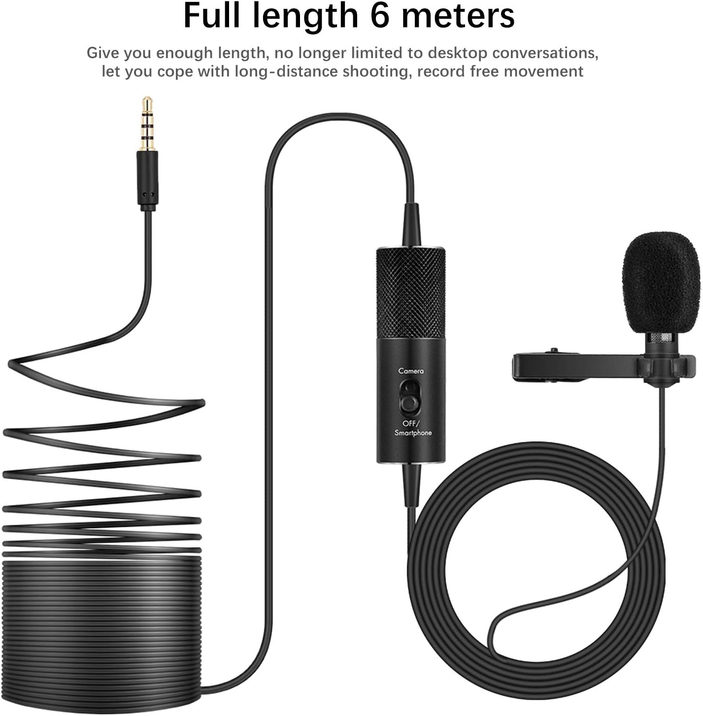 IUKUS Lavalier Microphone, Professional Clip-On Lapel Mic Omnidirectional Condenser Lavalier Microphone with 6M/19FT Cord for Camera/Smartphone  IUKUS   