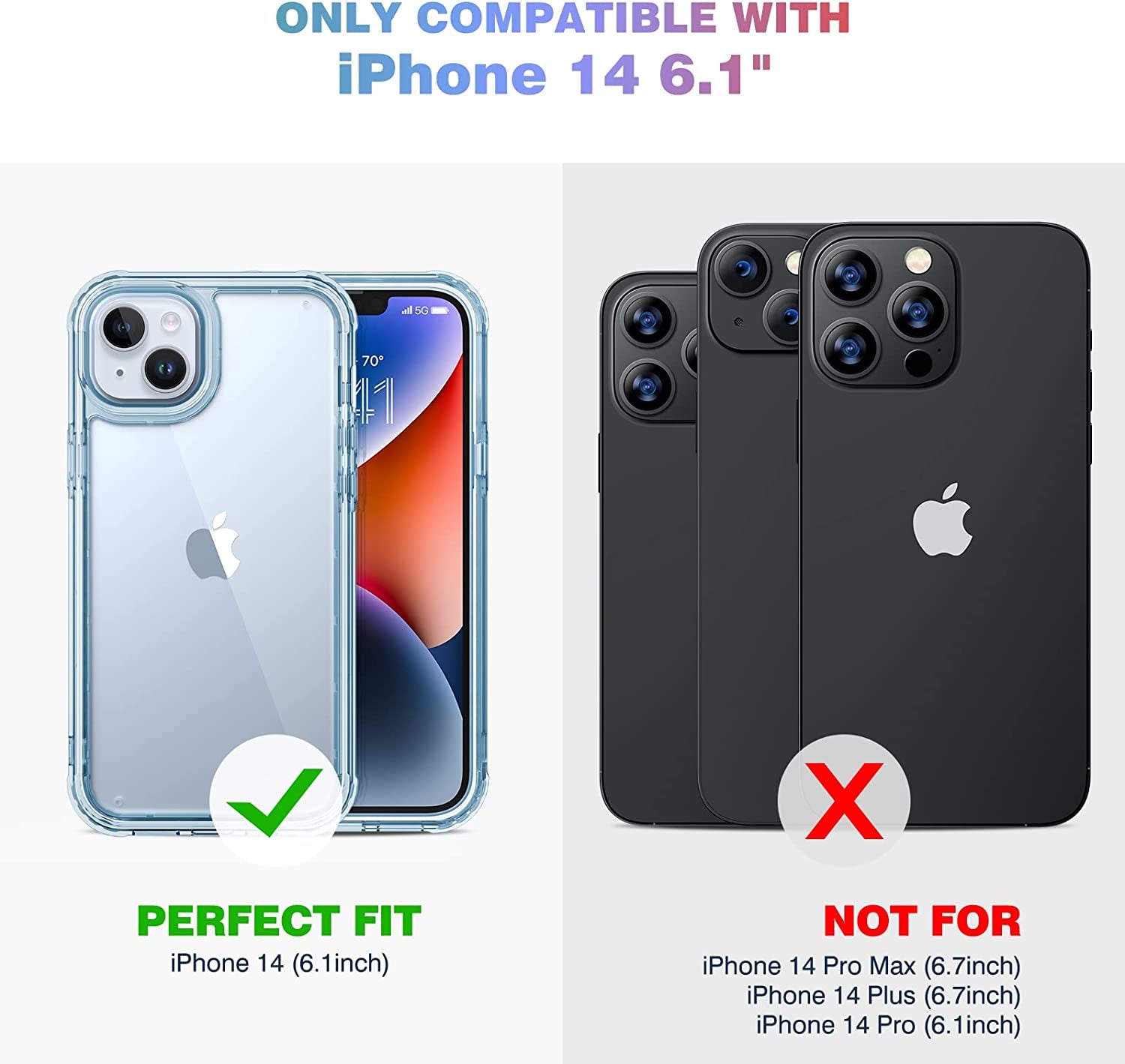 Diaclara Designed for Iphone 14 Case, Full Body Rugged Case with Built-In Touch Sensitive Anti-Scratch Screen Protector, with Camera Lens Protector for Iphone 14 6.1" (Clear Blue)  Diaclara   