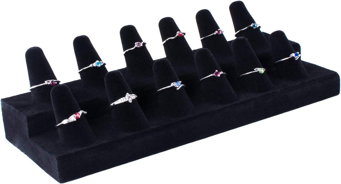 Super Z Outlet Black Velvet Finger Ring Counter Display Rack 12 Slots for Home Decoration, Organizing  Super Z Outlet   