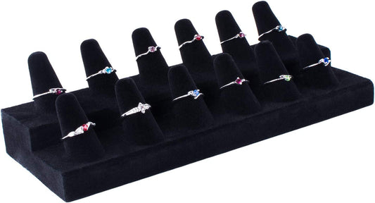 Super Z Outlet Black Velvet Finger Ring Counter Display Rack 12 Slots for Home Decoration, Organizing  Super Z Outlet   