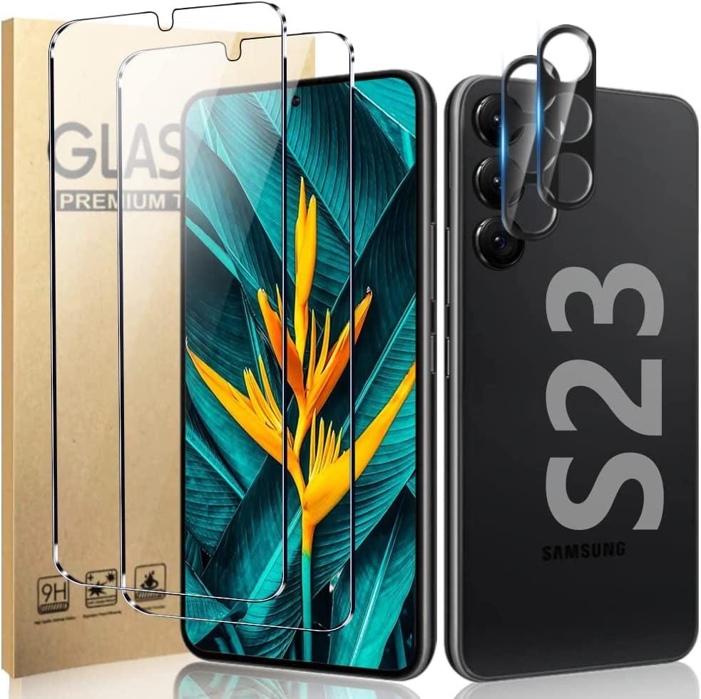 [2+2 Pack] Galaxy S20 Ultra Screen Protector and Camera Lens Protector,Fingerprint Unlock,3D Full Coverage,For Samsung Galaxy S20 Ultra (6.9 Inch) 9H Hardness Tempered Glass Screen Protector  OuYteu S23 Glass Screen Protector  