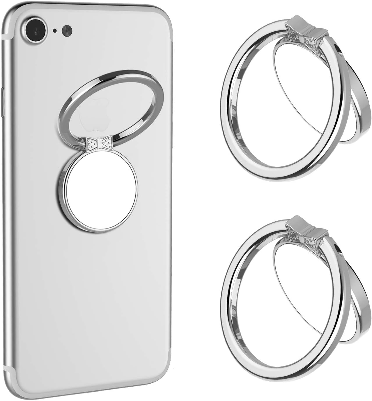 VASIVO Mirror Phone Ring Holder, 360° Swivel Ring Holder Finger Holder Holder for Iphone 7/7 Plus, Galaxy S8/S8 plus and Other Smartphones (Silver 2Pack)  VASIVO   