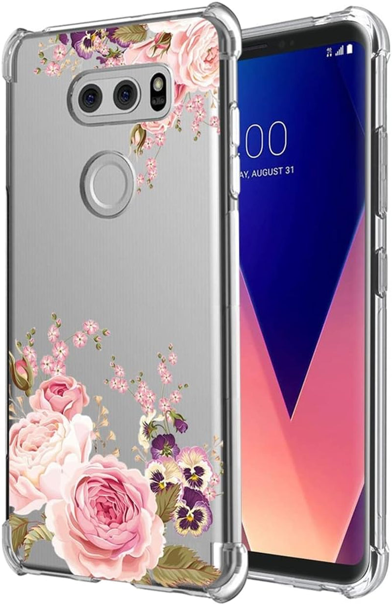 Yerebel Case for LG V30/V30S Thinq/V35 Thinq/V30+/V30 plus Case, US998 Cute Case, Clear Flexible Bumper TPU Soft Rubber Silicone Cover Phone Case for LG V30 (Sunflower)  Yerebel Roseflower  