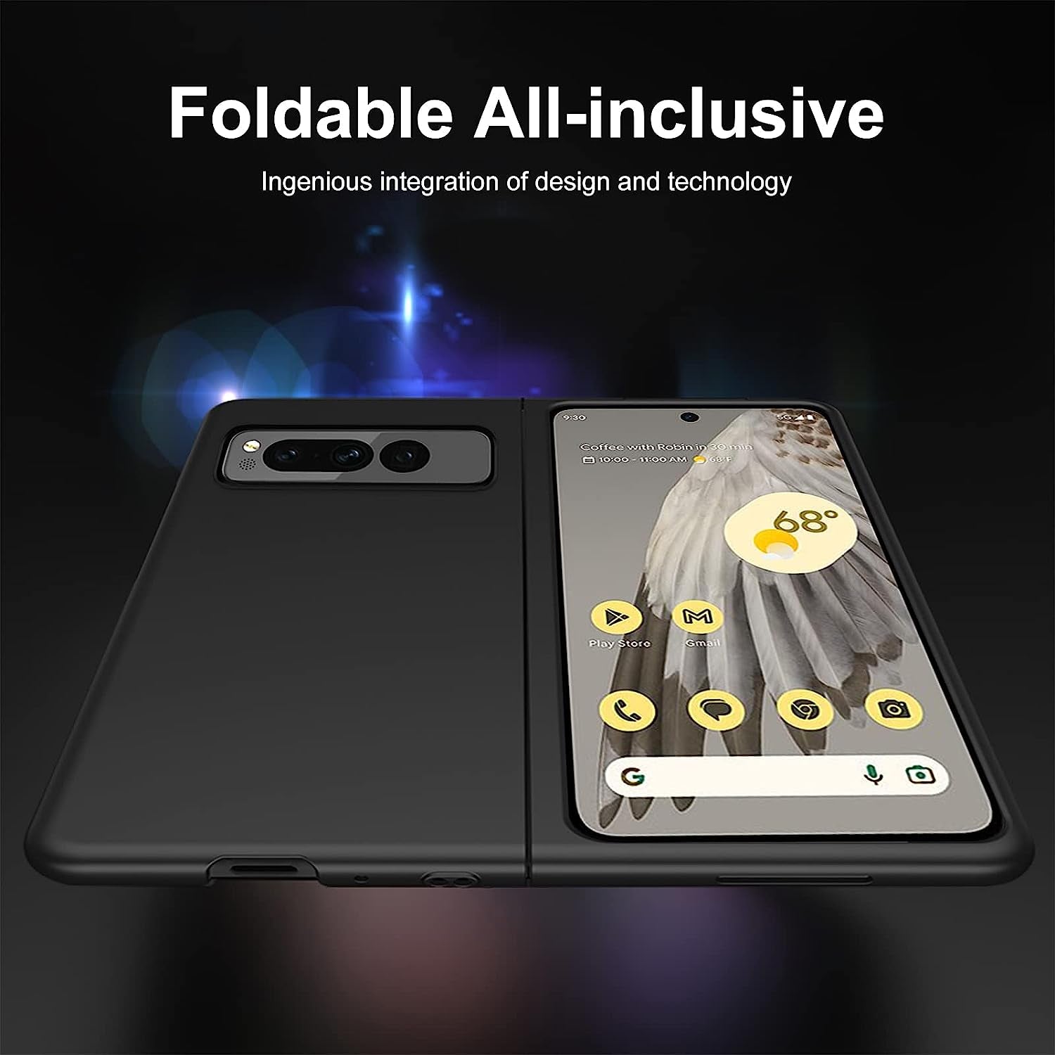For Google Pixel Fold Case 2023 New, 2 in 1 Ultra Slim Lightweight Anti-Drop Wear-Resistant PC Material Hard Flip Cover for Google Pixel Fold 5G Heavy Duty Protective Phone Case (Black)  Giyer   