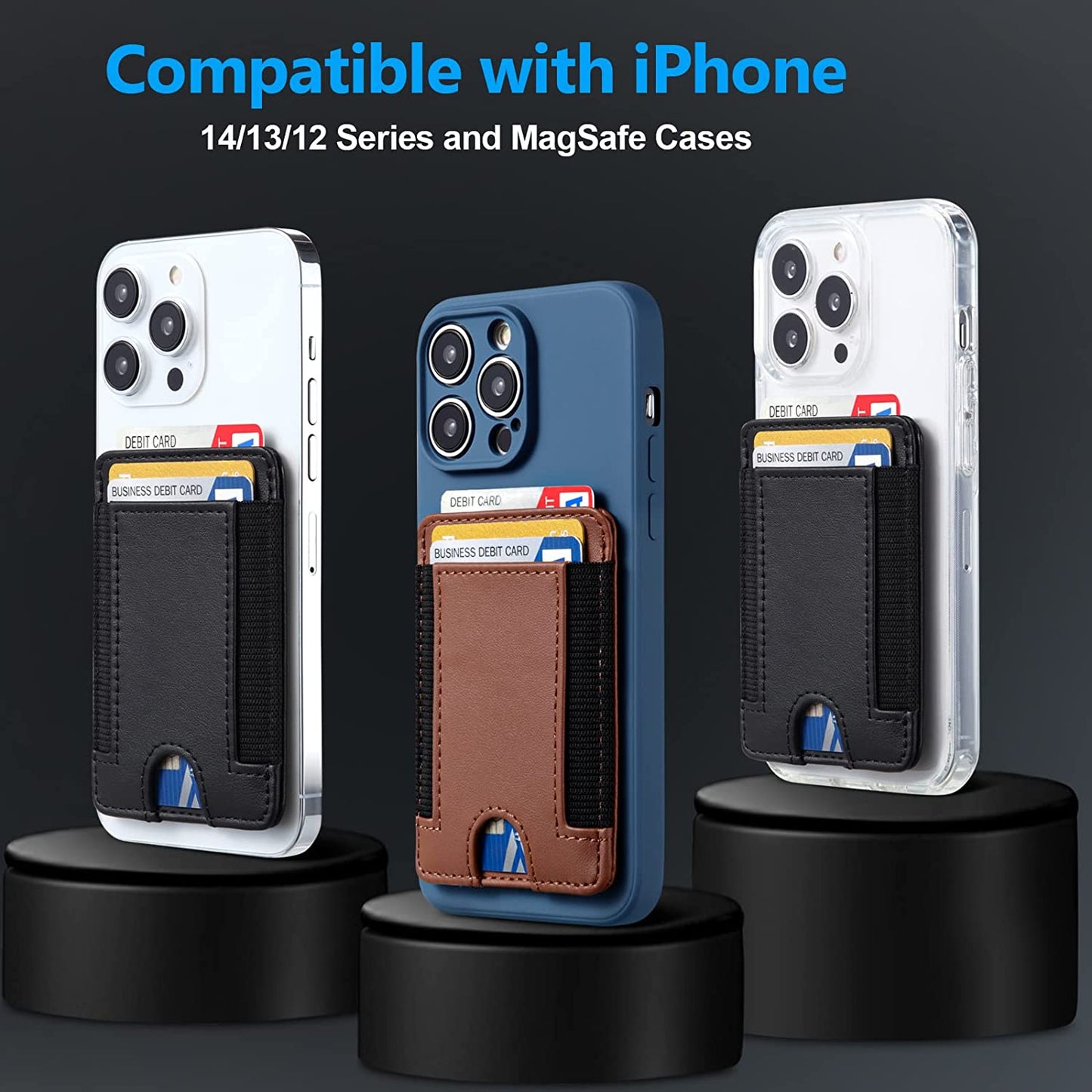 Magnetic Card Holder Leather Wallet, Credit Card Holder Wallet with Magsafe for Iphone 14/14 Plus/14 Pro/14 Pro Max and 13/12 Series Magsafe Wallet, Max Fit 7 Cards, RFID Blocking, Compact Size  Morojular   