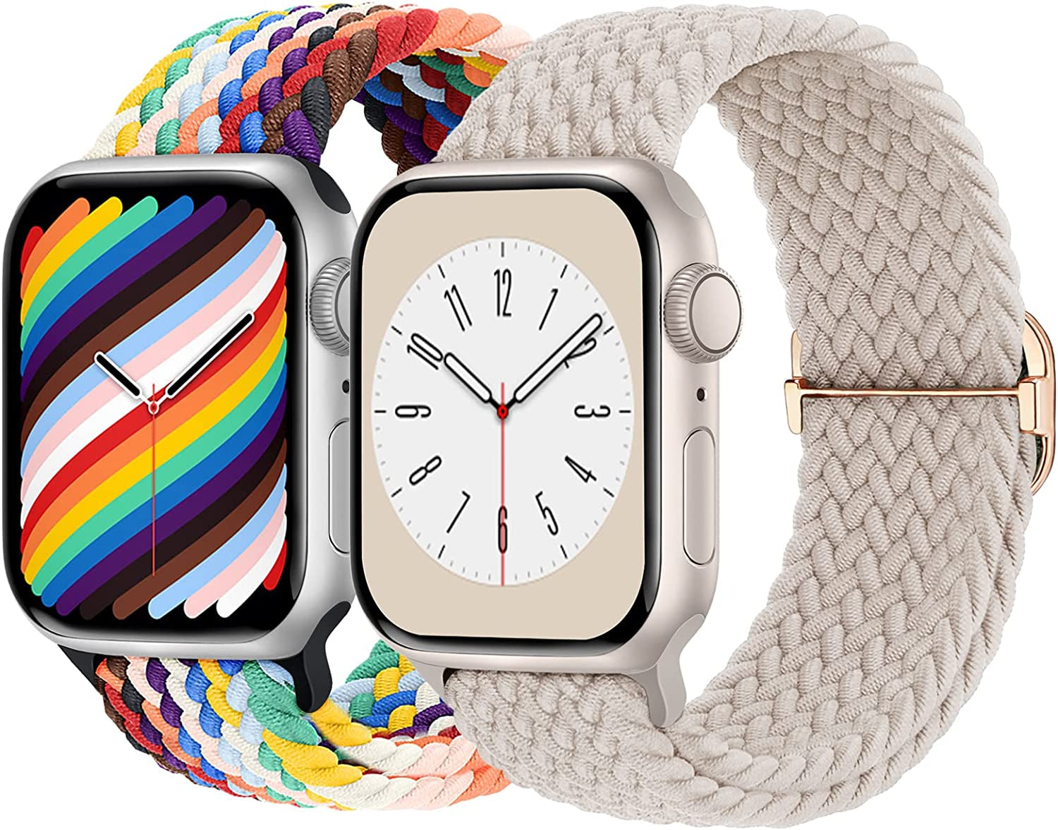 Braided Solo Loop Compatible with Apple Watch Band 38Mm 40Mm 41Mm 42Mm 44Mm 45Mm 49Mm Women Men, Adjustable Stretchy Bands Elastic Sport Wristbands for Iwatch Series 8 7 6 5 4 3 2 1 SE Ultra  Butifacion Starlight/Pride Edition 42mm/44mm/45mm/49mm 