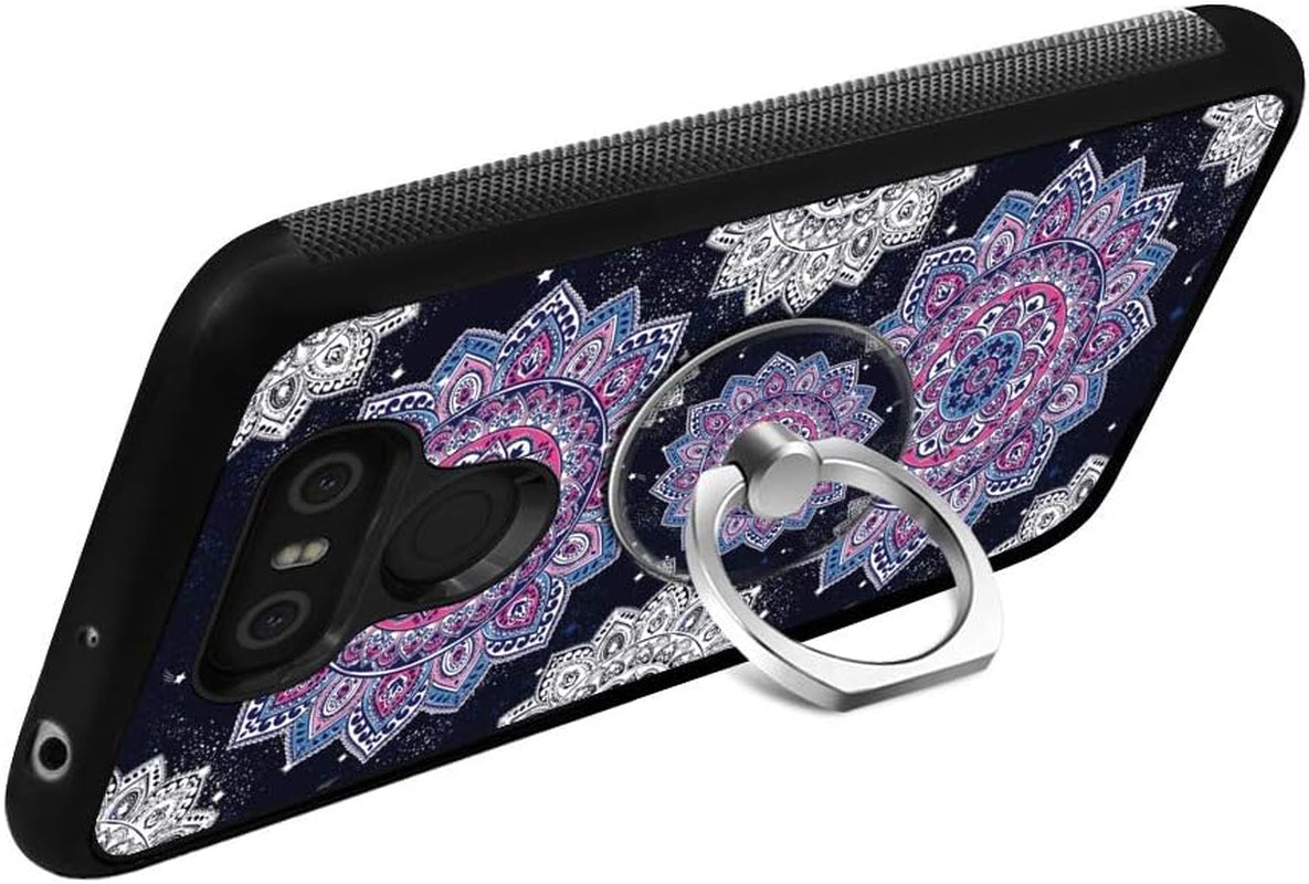 Designed for LG G6 Case,Silicone Slim Shockproof Phone Case with Metal Finger Ring Clasp Suitable for Men and Women, Mandala  YQCi   