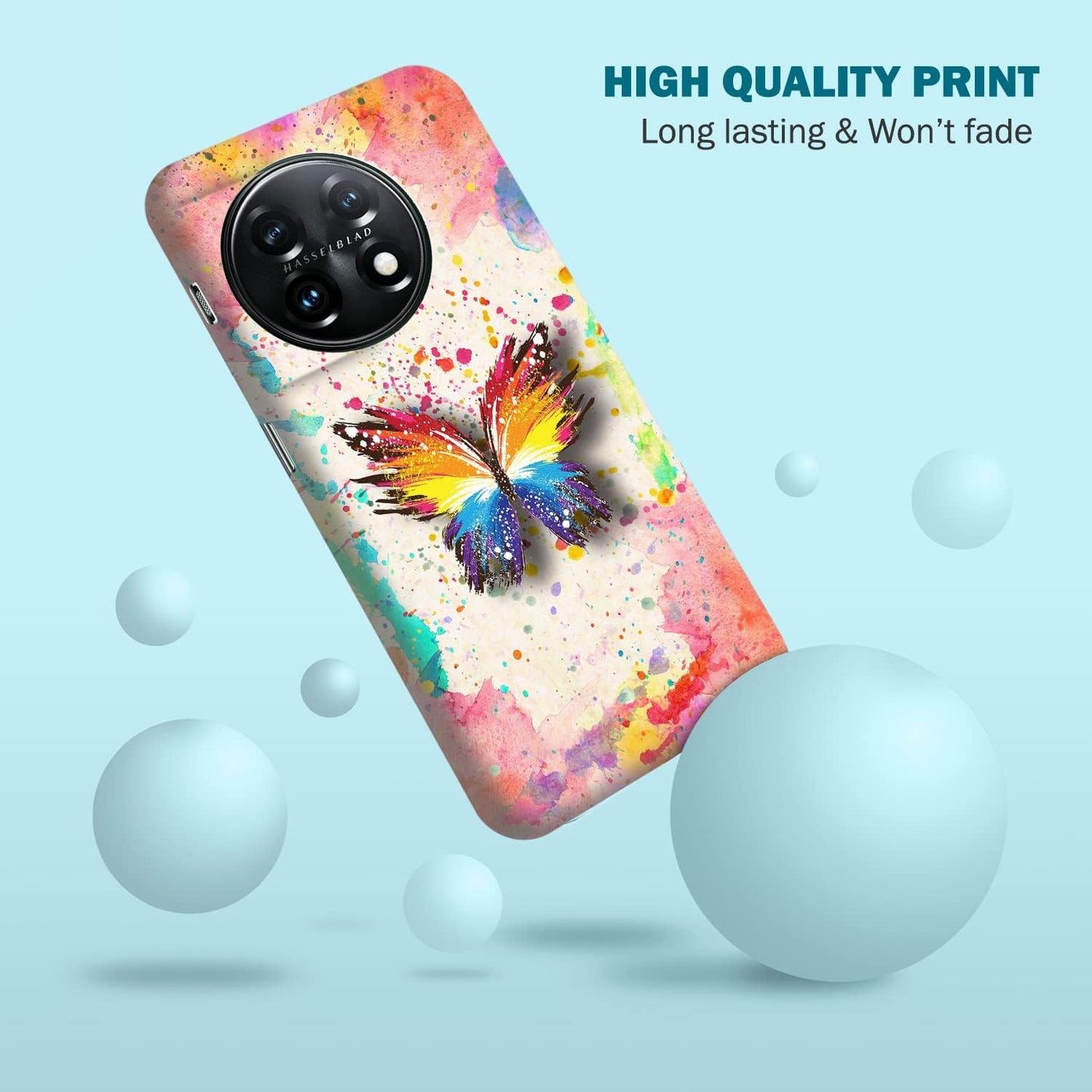Glisten - Oneplus 11 Case, Oneplus 11 5G Case - Watercolour Butterfly Design Printed Cute, Slim & Sleek Plastic Hard Snap on Protective Designer Back Phone Case/Cover for Oneplus 11 5G.  Glisten   