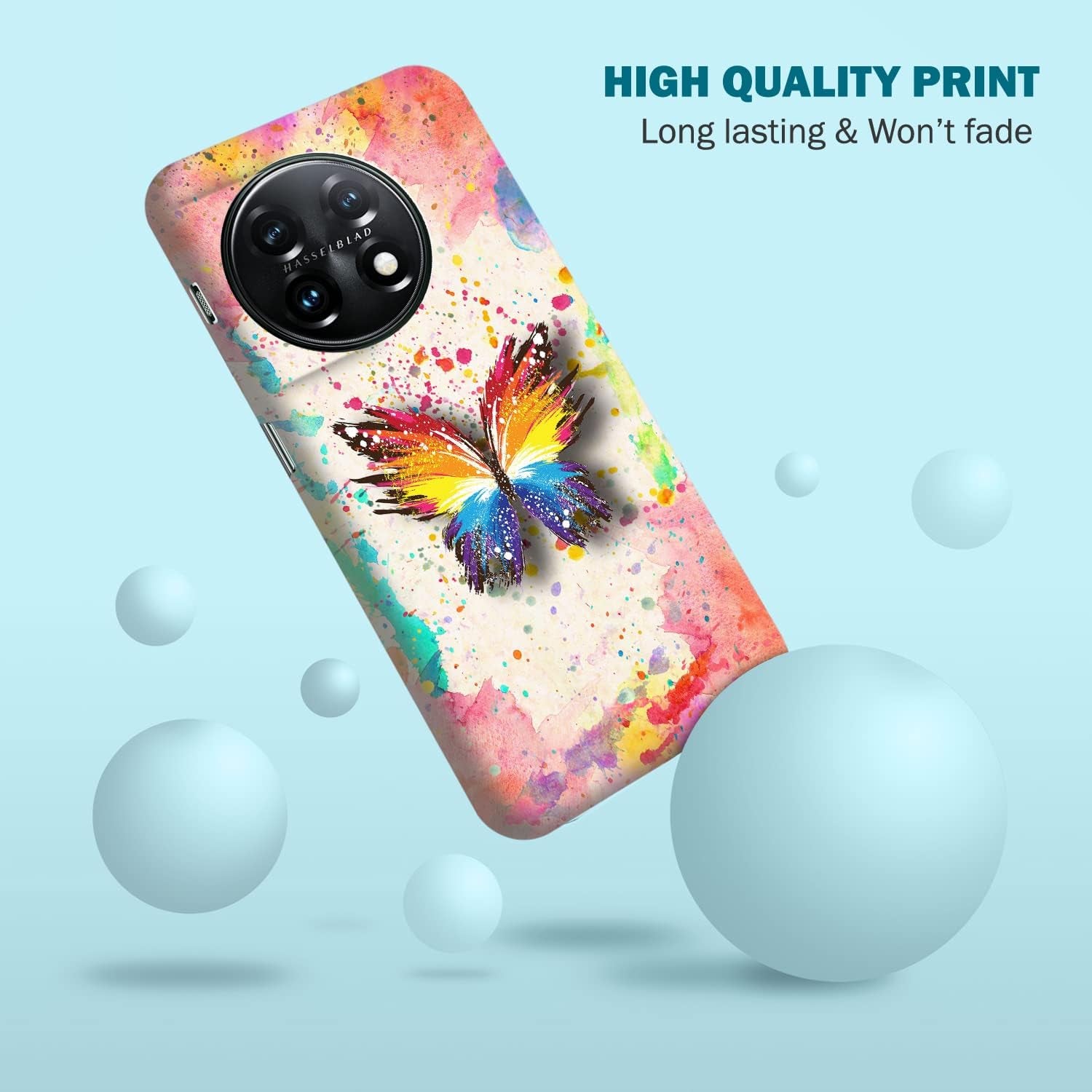 Glisten - Oneplus 11 Case, Oneplus 11 5G Case - Watercolour Butterfly Design Printed Cute, Slim & Sleek Plastic Hard Snap on Protective Designer Back Phone Case/Cover for Oneplus 11 5G.  Glisten   