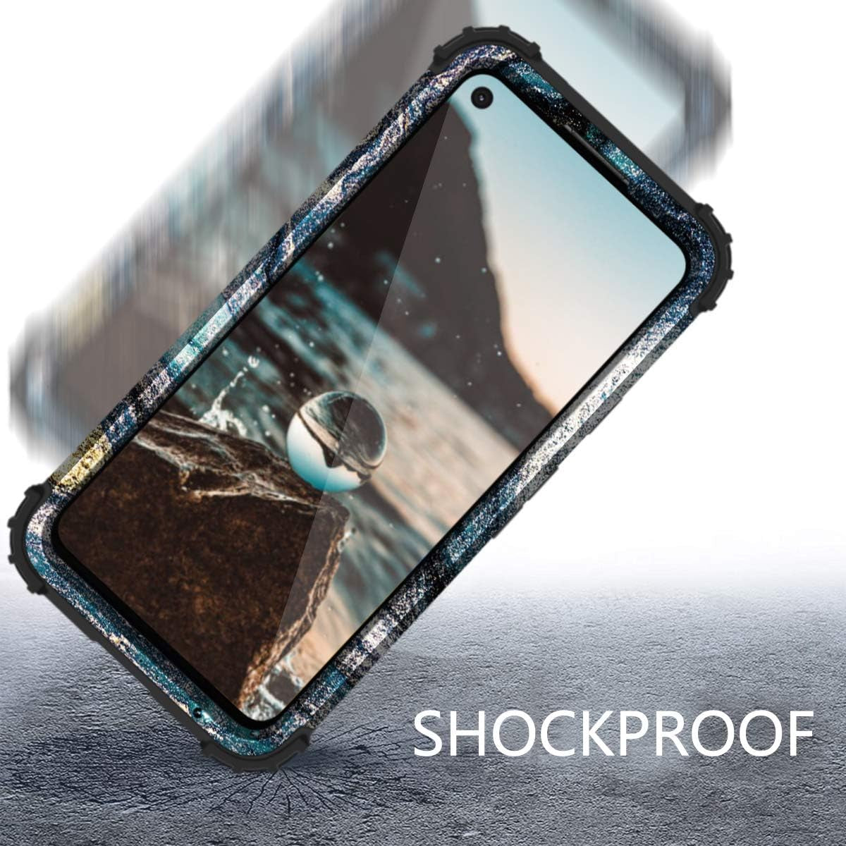 Casewind Google Pixel 4A 4G Case, Google 4A 4G Case, Google Pixel 4A 4G Case Marble 3 in 1 Hybrid Shockproof Impact TPU Rugged Bumper Protective Cover for Google Pixel 4A 4G Case Navy Blue  Casewind   