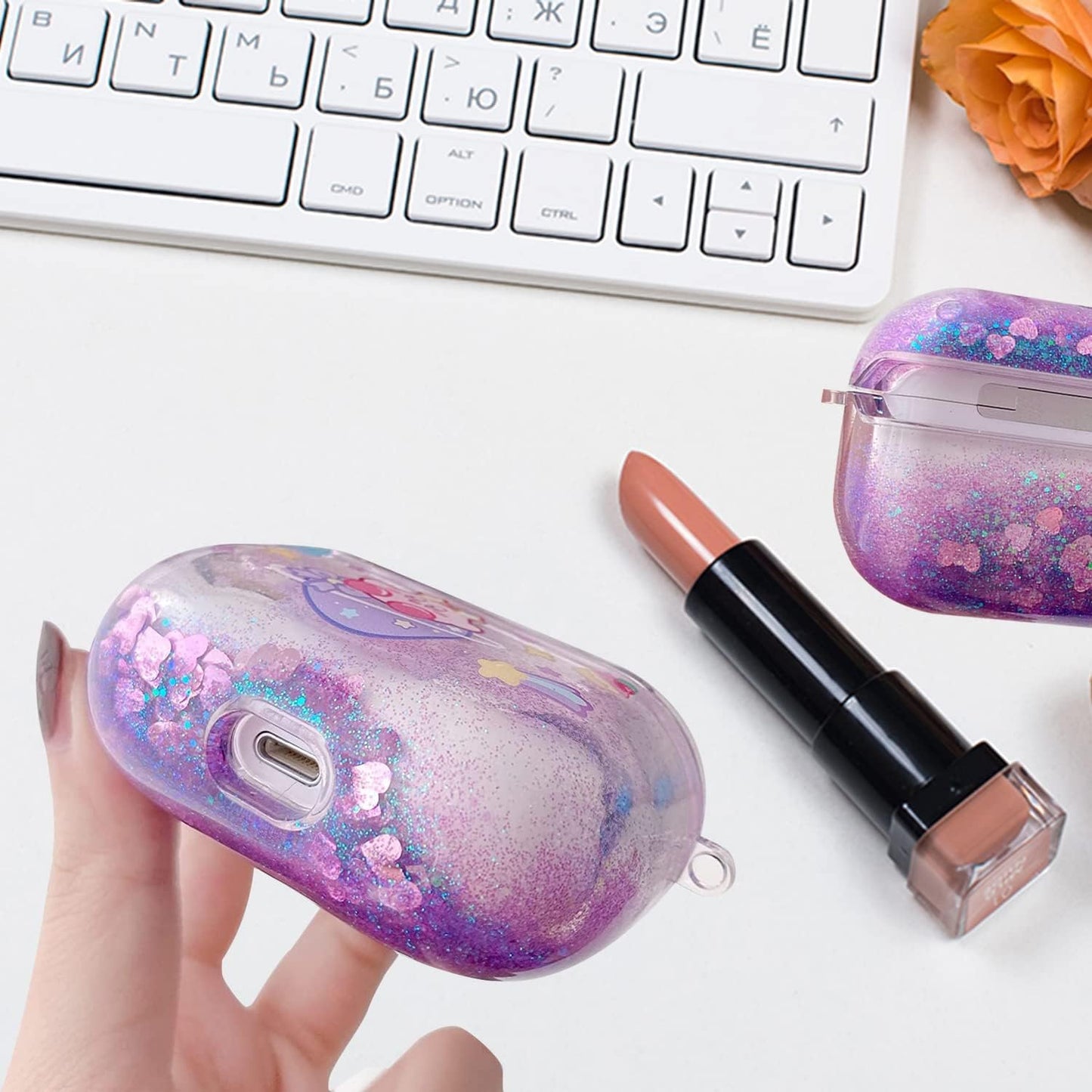 Ptnerbeh Cute Kirby Airpod Pro 2Nd 1St Case for Women,Kawaii Japan Cartoon Anime Design Clear Glitter Liquid Quciksand Hard Shell Protective Case for Apple Airpods Pro 2Nd/1St Generation Case  Ptnerbeh   