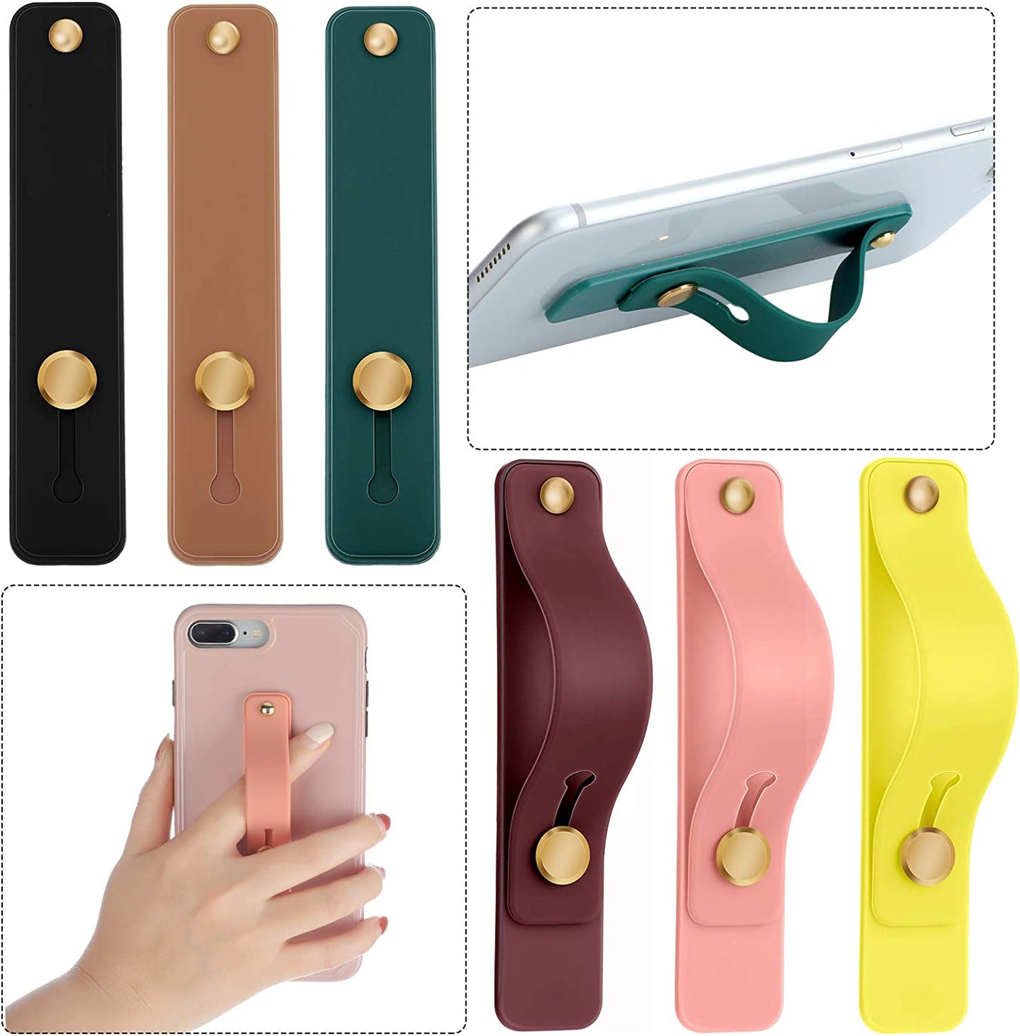 Weewooday 6 Pieces Phone Strap Grip Holder Finger Cell Phone Grip Telescopic Phone Finger Strap Stand Universal Finger Kickstand for Most Smartphones (Dreamy Colors)  Weewooday Retro Colors  