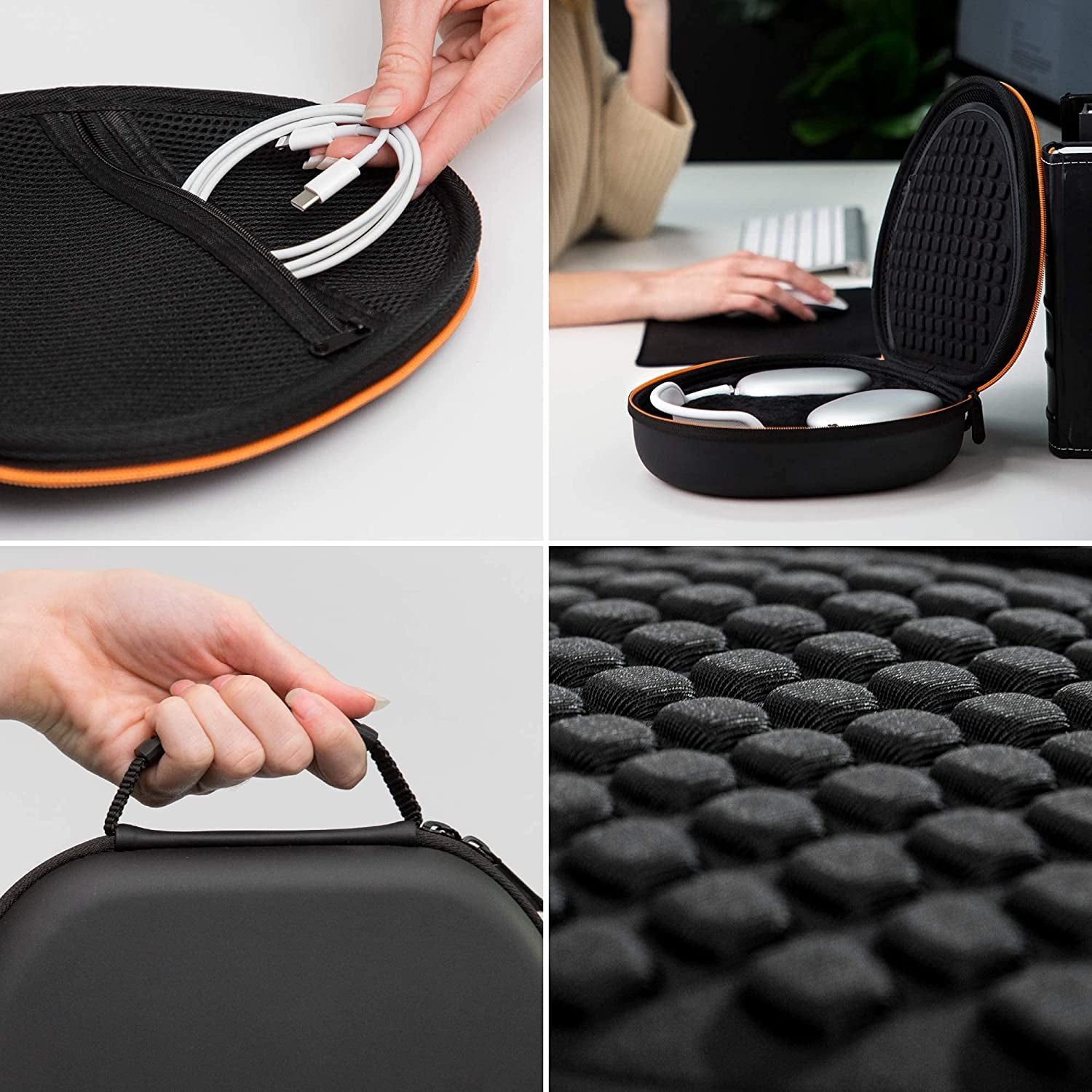 Vibeside Premium Smart Case for Airpods Max with Sleep Mode and Interior Mesh Pocket - Organizer Travel Carrying Case for Headphones - Protective Cover Storage Bag for Airpods Max Accessories  VIBESIDE   