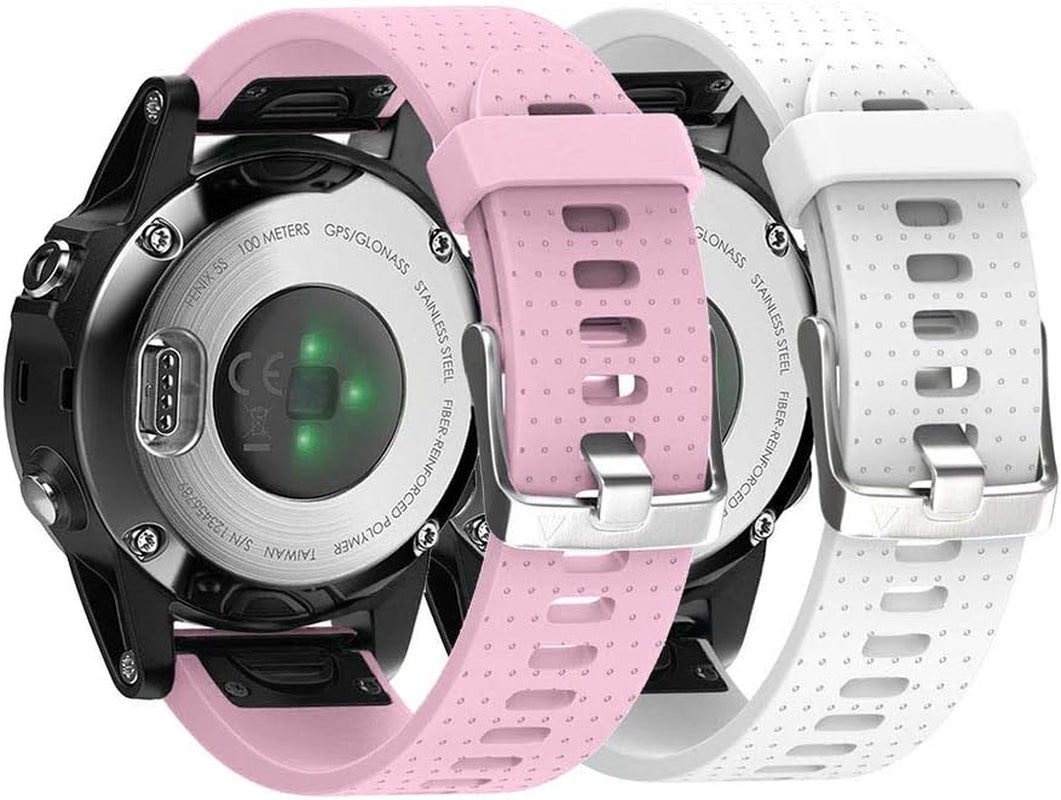 Notocity Compatible Fenix 5S Watch Band Fenix 6S Quickfit Soft Silicone Replacement Strap for Fenix 5S Plus/Fenix 6S Pro/Fenix 7S/D2 Delta S Smartwatch(Silver Buckle-White)  NotoCity 2pcs-1  