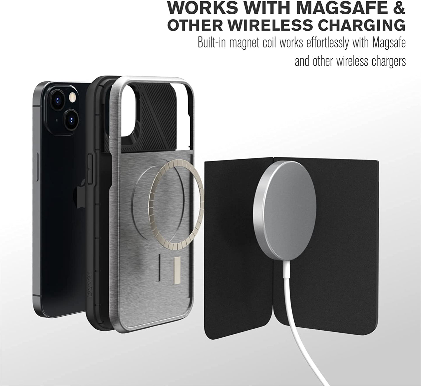 Vena Legacy Card Holder Wallet Case Compatible with Apple Iphone 13/14 (6.1"-Inch), (Compatible with Magsafe, RFID Anti-Theft) Slim Profile Card Slot Cover with Kickstand - Space Gray  Vena   