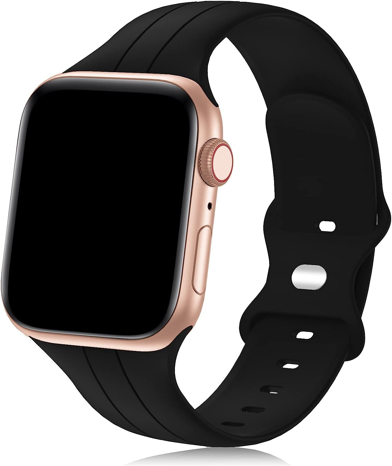 Designer Sport Band Compatible with Apple Watch Iwatch Bands 38Mm 40Mm 41Mm 42Mm 44Mm 45Mm 49Mm Men Women, Soft Silicone Strap Wristbands for Apple Watch Series 8/7/6/5/4/3/2/1/Se/Ultra  seizehe Black 38mm/40mm/41mm 