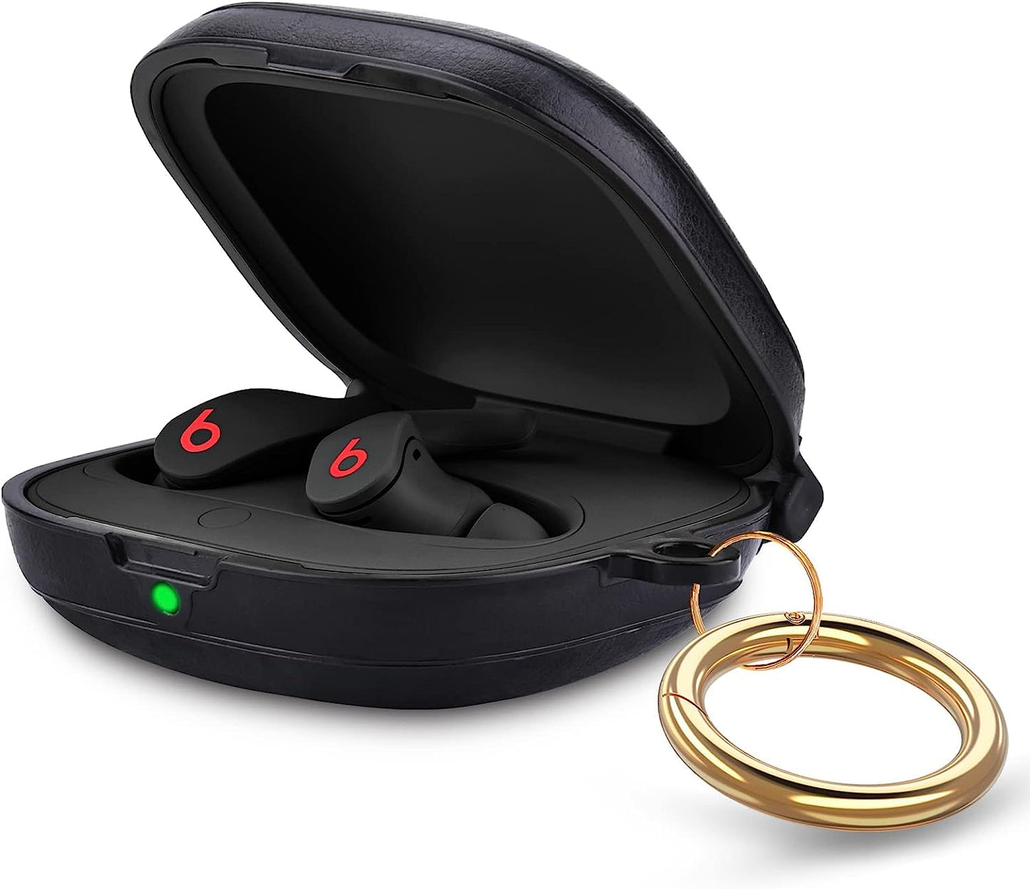 Leather Beat Fit Pro Case Cover,V-Moro Genuine Leather Skin Case Cover for Beats Fit Pro 2021 Earbuds Protective Cover with Keychain Accessories for Women Men(Dune)  V-MORO Black  