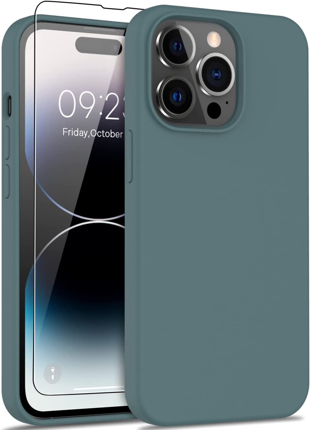 DEENAKIN Iphone 14 Pro Case with Screen Protector,Soft Flexible Silicone Gel Rubber Bumper Cover,Slim Fit Shockproof Protective Phone Case for Iphone 14 Pro 6.1" Black  DEENAKIN Nice Blue Iphone 14 Pro Max 6.7"(Large) 