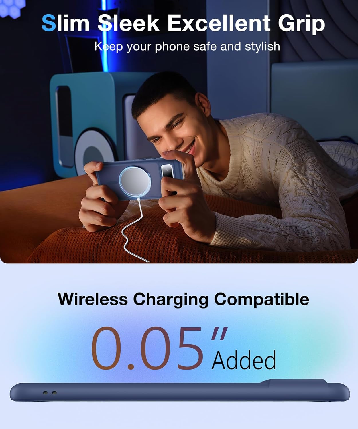 [NO.1 Magnetic] for Google Pixel 8 Case Compatible with Magsafe [Translucent Matte] [Anti-Fingerprint] [Military Shockproof] Slim Hard Case with Soft Silicone Bumper for Pixel 8 Cover 6.2”, Blue  FNDMIL   