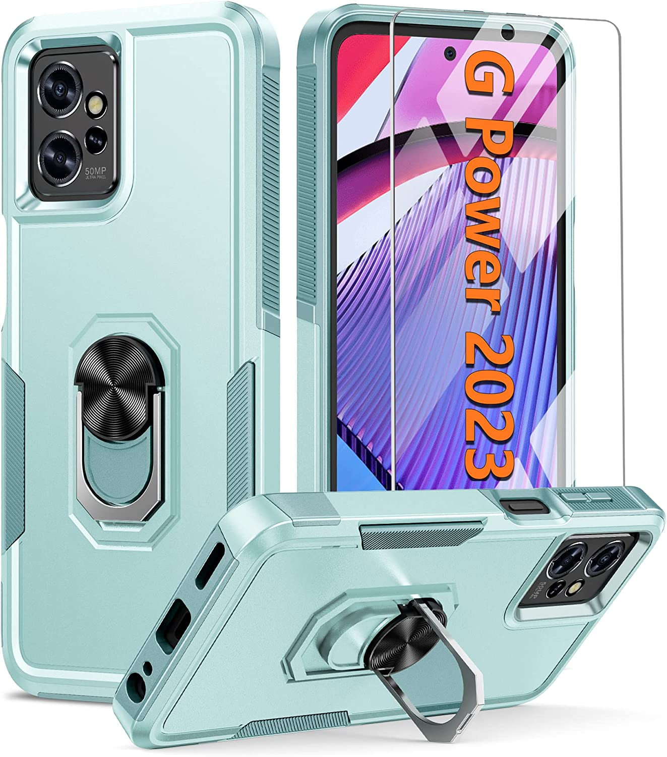 FNTCASE for Motorola Moto G-Power-5G 2023 Case: Moto G 5G 2023 Case Dual Layer Shockproof Protective Textured Design Cell Phone Cover Heavy Duty Rugged Tough Back Hardshell Hybrid Slim Basic Case  FNTCASE Z-Teal  