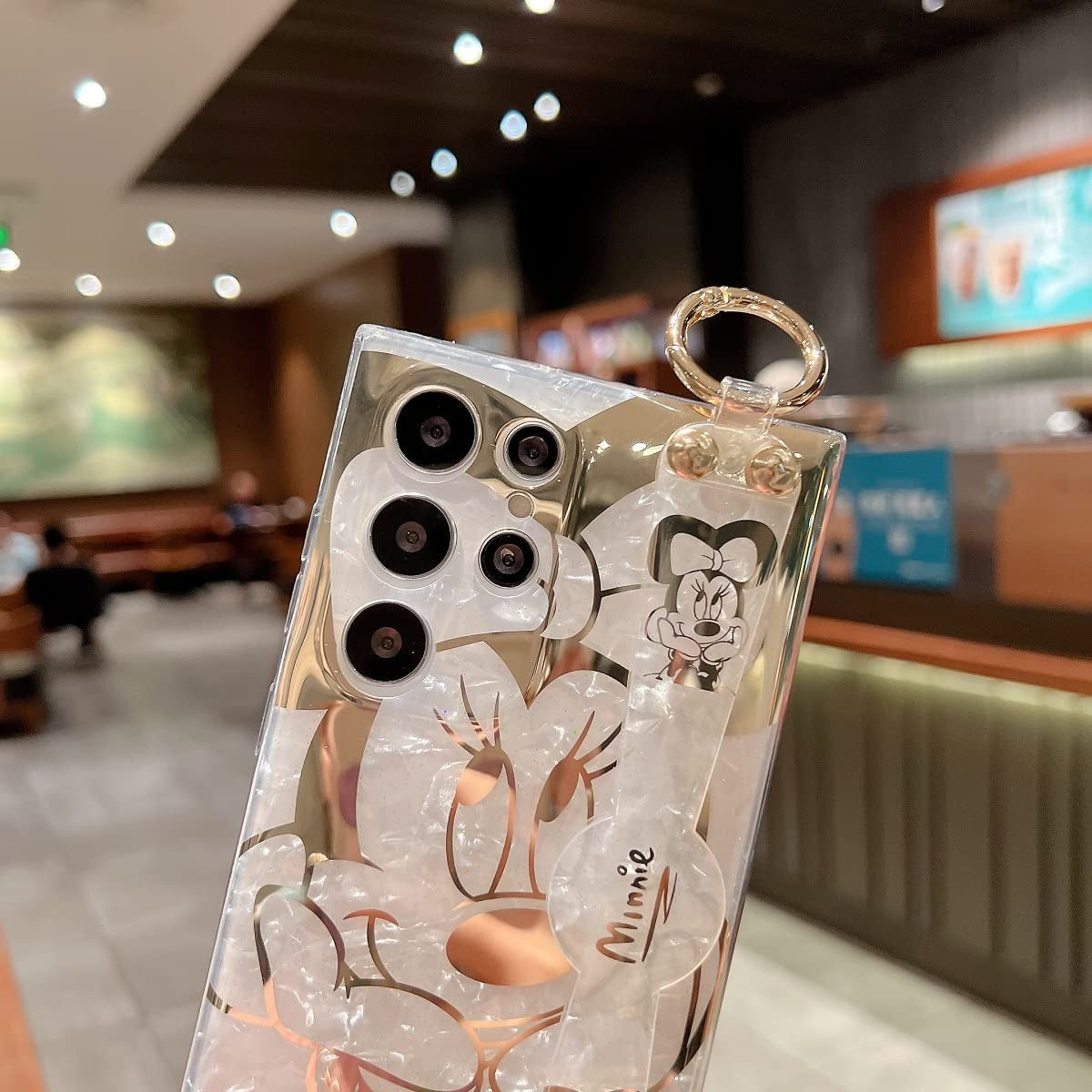 Meishangmei for Samsung Galaxy S22 Ultra Case 6.8" Sparkle Bling with Strap Stand Cute Pattern IMD Plating Design Silicone Shockproof Protective Glitter Cases Cover for Girls and Women - Minnie  Meishangmei   