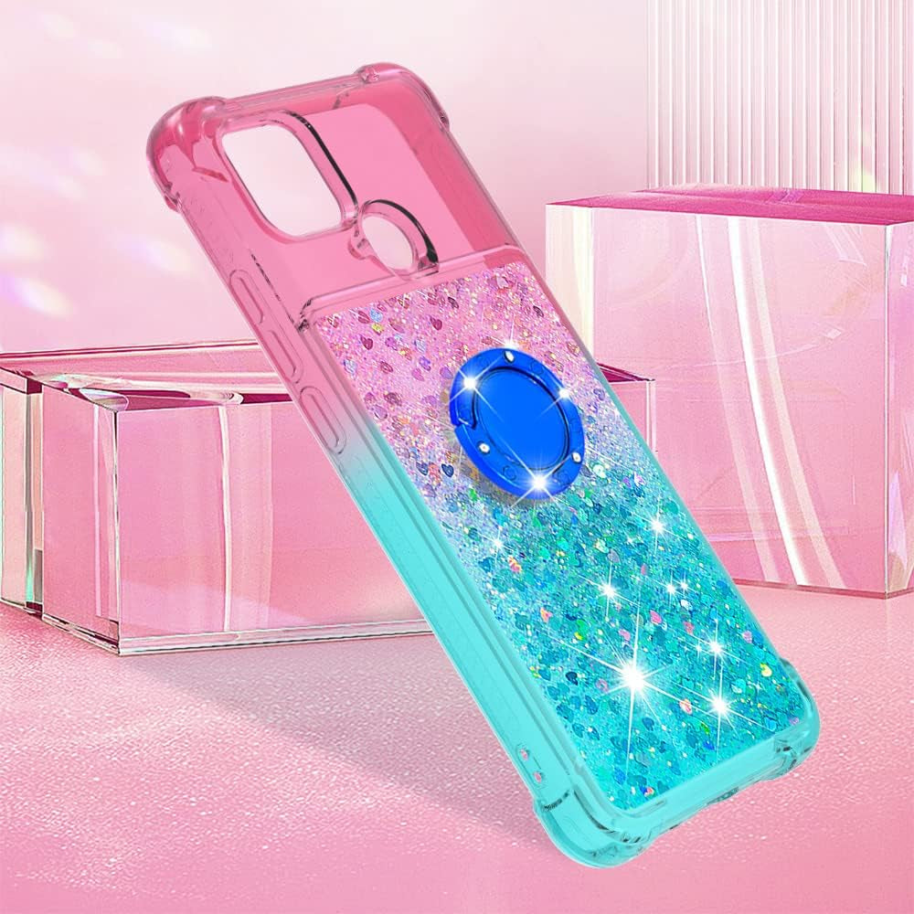 Monwutong Slim Fit Phone Case for Xiaomi Poco C40, Bling Shiny Quicksand Effect TPU Bumper Case with Four Corners Heavy Protection Anti-Fall Cover for Xiaomi Poco C40,Pink Blue  Monwutong   