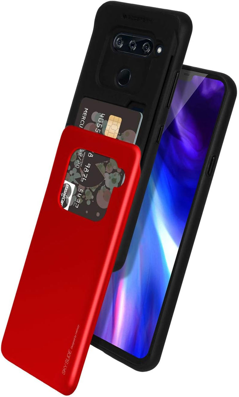 GOOSPERY LG V40 Thinq Case, LG V40 Case [Sliding Card Holder] Protective Dual Layer Bumper [TPU+PC] Cover with Card Slot Wallet for LG V40 Thinq (Rose Gold) LGV40-SKY-RGLD  GOOSPERY Red  