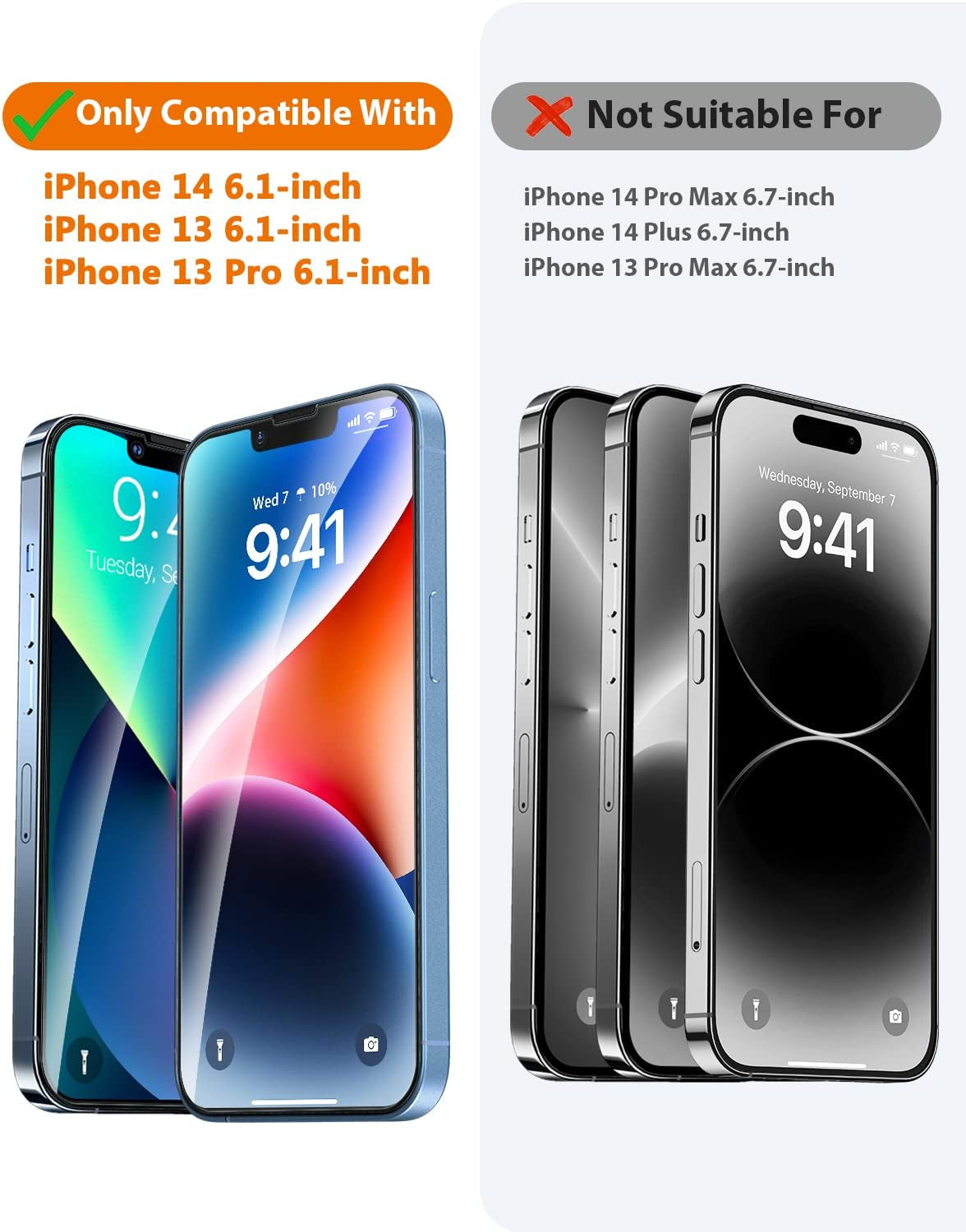 EGV [3 Pack Screen Protector Compatible for Iphone 13/Iphone 13 Pro/Iphone 14 6.1-Inch, HD Clear 9H Tempered Glass, Case Friendly, Alignment Frame Easy Installation, Bubble Free  EGV   