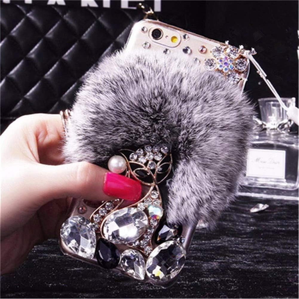 Case for LG G8 Thinq, 3D Handmade Luxury Civet Cats Fluffy Rabbit Fur Sparkle Stunning Stones Crystal Rhinestone Bling Diamond Glitter Case for LG G8 Thinq (Z01)  RB-CASE Z05 Lg G8 Thinq 