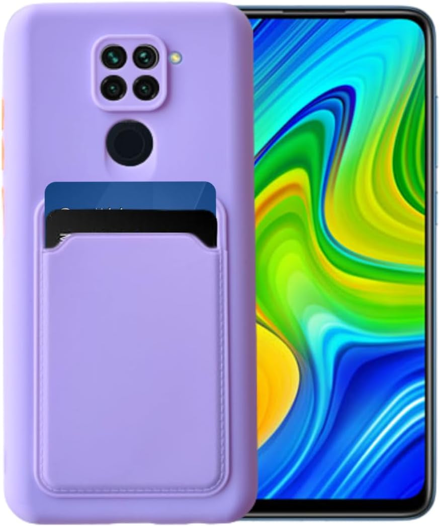 Casecious Compatible with Xiaomi Redmi Note 9 Silicone TPU Slim Card Wallet Holder Phone Back Case Cover (Purple)  Casecious   