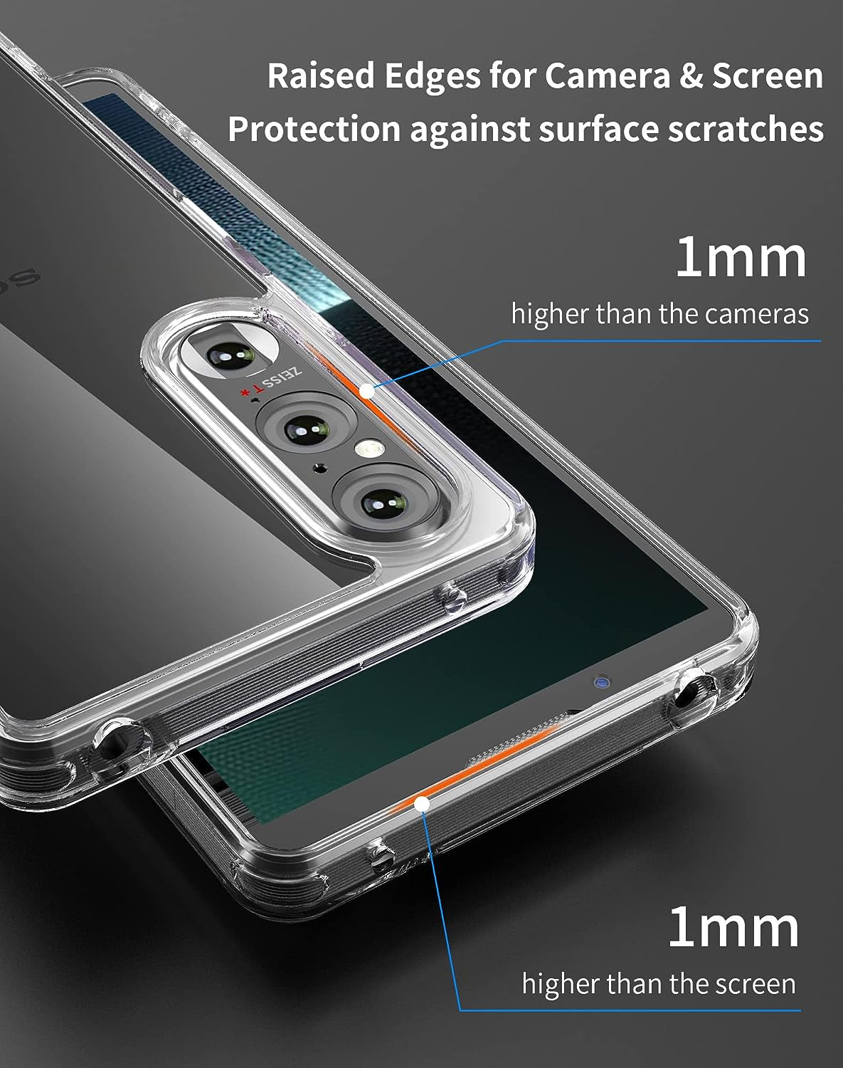 Foluu for Sony Xperia 1 V 2023 Case, Hard PC Back & Soft TPU Bumper Protective Shockproof Case for Sony Xperia 1 V 5G 2023 Crystal Clear  Foluu   