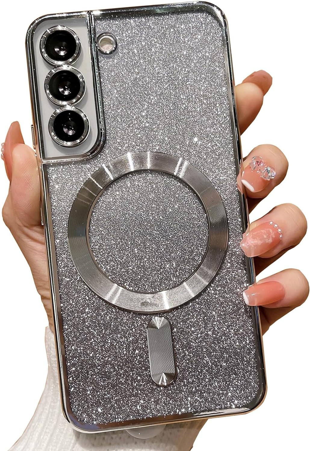 Aowner for Samsung Galaxy S21 Ultra Magnetic Case Compatible with Magsafe, Full Protection Square Glitter Clear Phone Case for Women Girls Cute Soft Shockproof Bumper Protective Cover Case 6.8"-Gold  aowner Silver Samsung Galaxy S22 Plus - 6.6" 