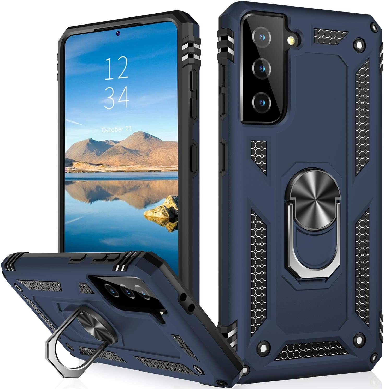 IKAZZ Galaxy S21 plus Case,Samsung S21 plus Cover Military Grade Shockproof Heavy Duty Protective Phone Case Pass 16Ft Drop Test with Magnetic Kickstand for Samsung Galaxy S21 plus Gold  IKAZZ Blue Galaxy S21 Plus (Medium 6.7") 