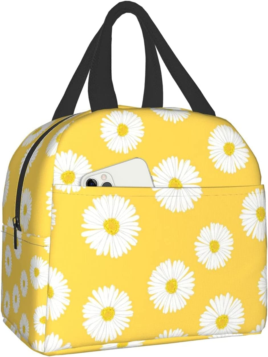 Fashion Blue and White Patchwork Lunch Box Insulated Cooler Lunch Tote Bag Travel Picnic Durable Shopping Reusable Waterproof Bags for Women  carati   