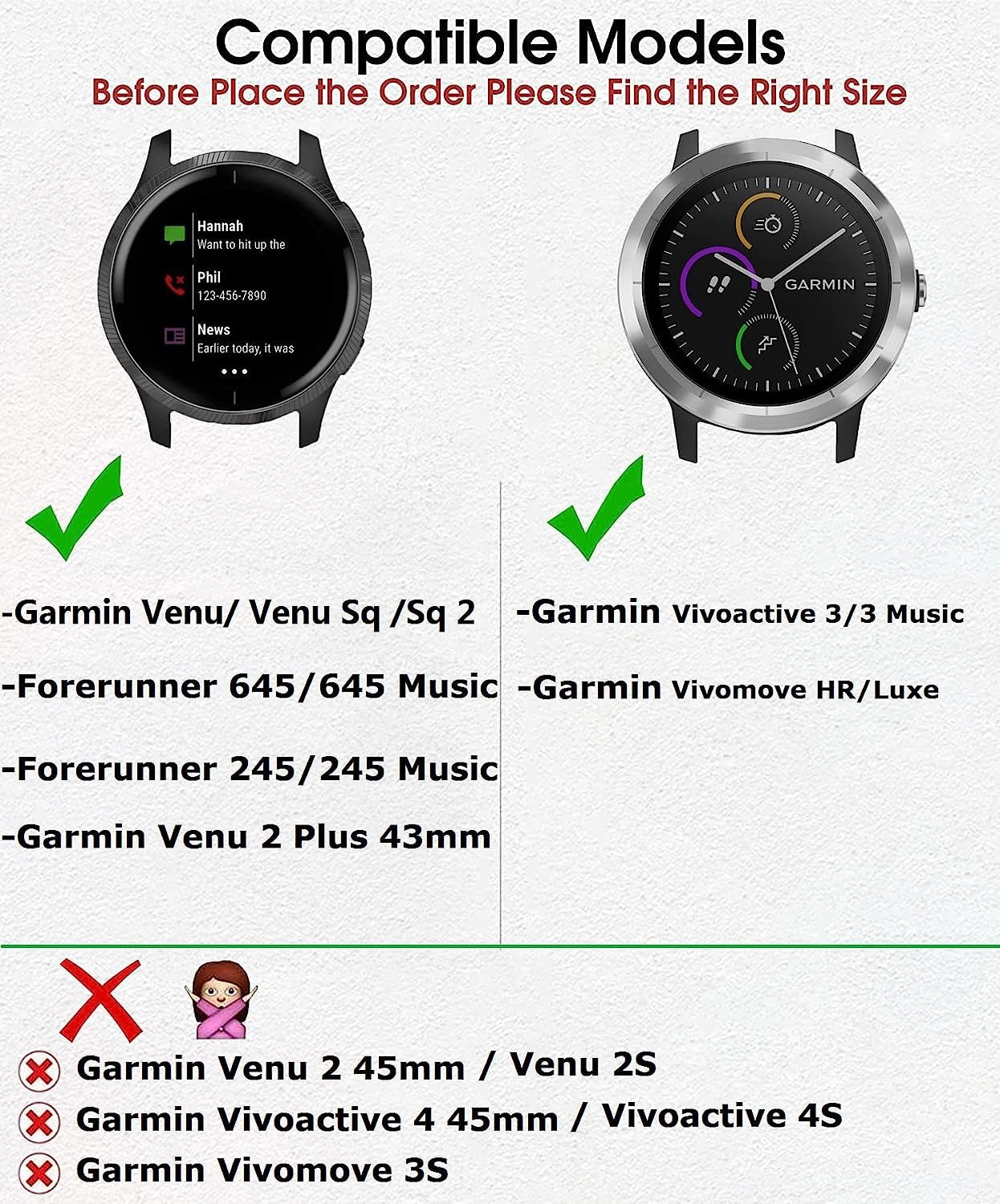 GARTOO Elastic Bands for Garmin Venu/Sq/Sq 2/Forerunner 245/645 Music Watch Bands, 20Mm Nylon Sport Wristband for Garmin Vivomove Hr/Sport,Vivoactive 3 Men Women (Black+Gray)  GARTOO   