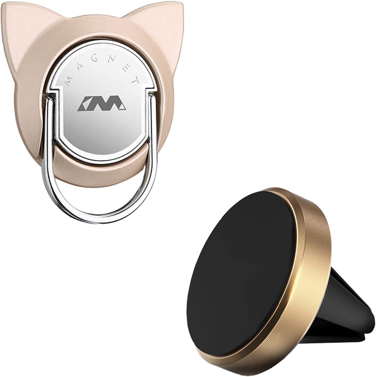 Apqdw Compatible with Magsafe Phone Ring Holder, Magnetic Ring Phone Holder Grip Kickstand for Iphone 14 13 12 Series, Phone Finger Ring for Iphone Masafe Accessories (Black)  Amber Tech Gold  