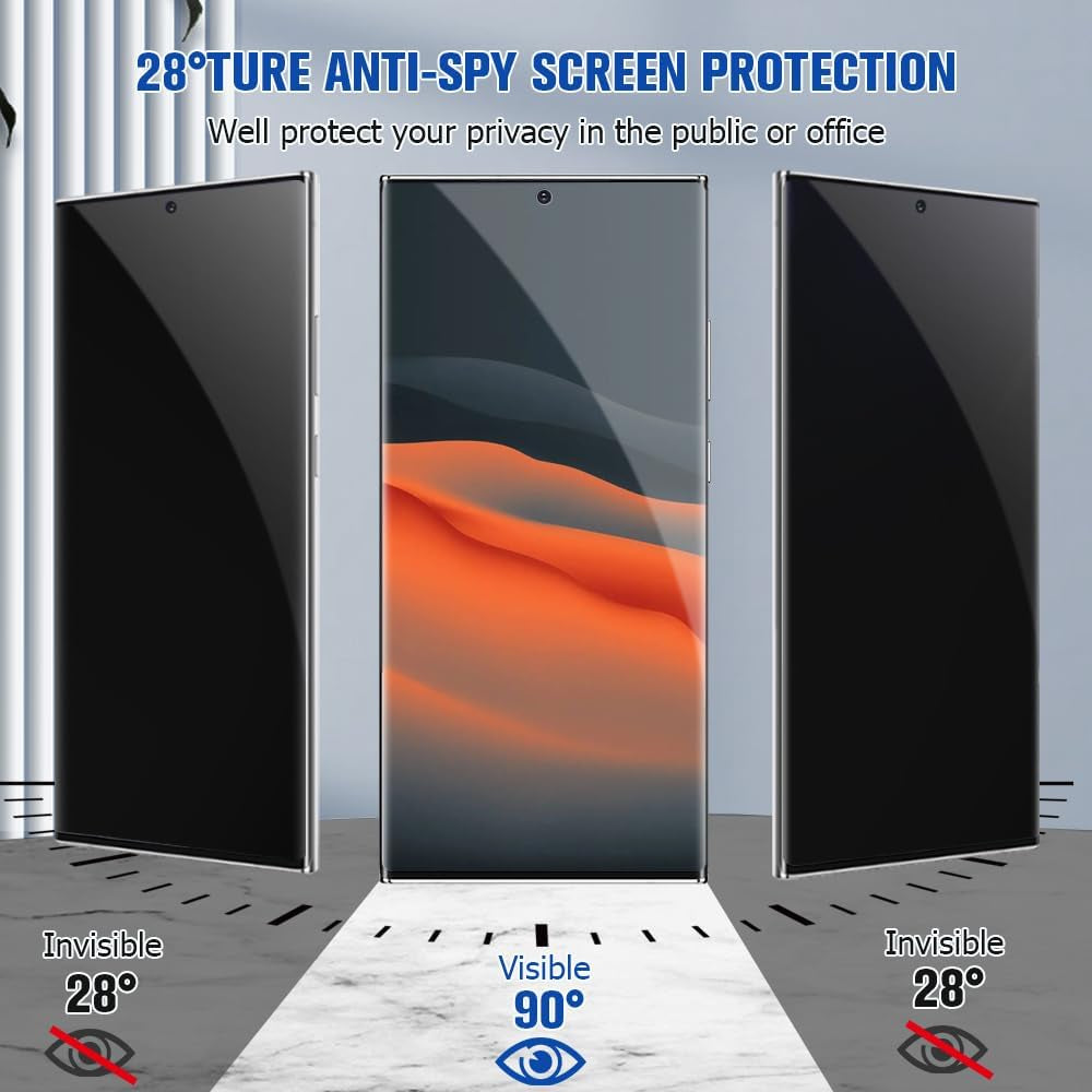 [2+2 Pack] Galaxy Note 20 Ultra 5G Privacy Screen Protector [Not Glass] and Camera Lens Protector, Support Fingerprint Unlock, 9H Hardness, Flexible Anti-Spy TPU Film for Samsung Galaxy Note 20 Ultra  LETANG   