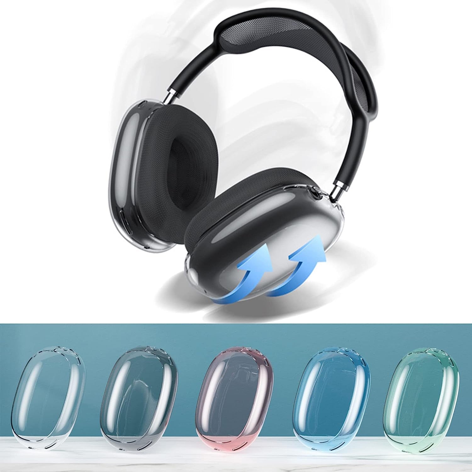 Case Cover for Airpods Max, Anti-Scratch Clear Soft TPU Case for Airpod Max Cover, Transparent Headphones Case  UVEPBSMN   