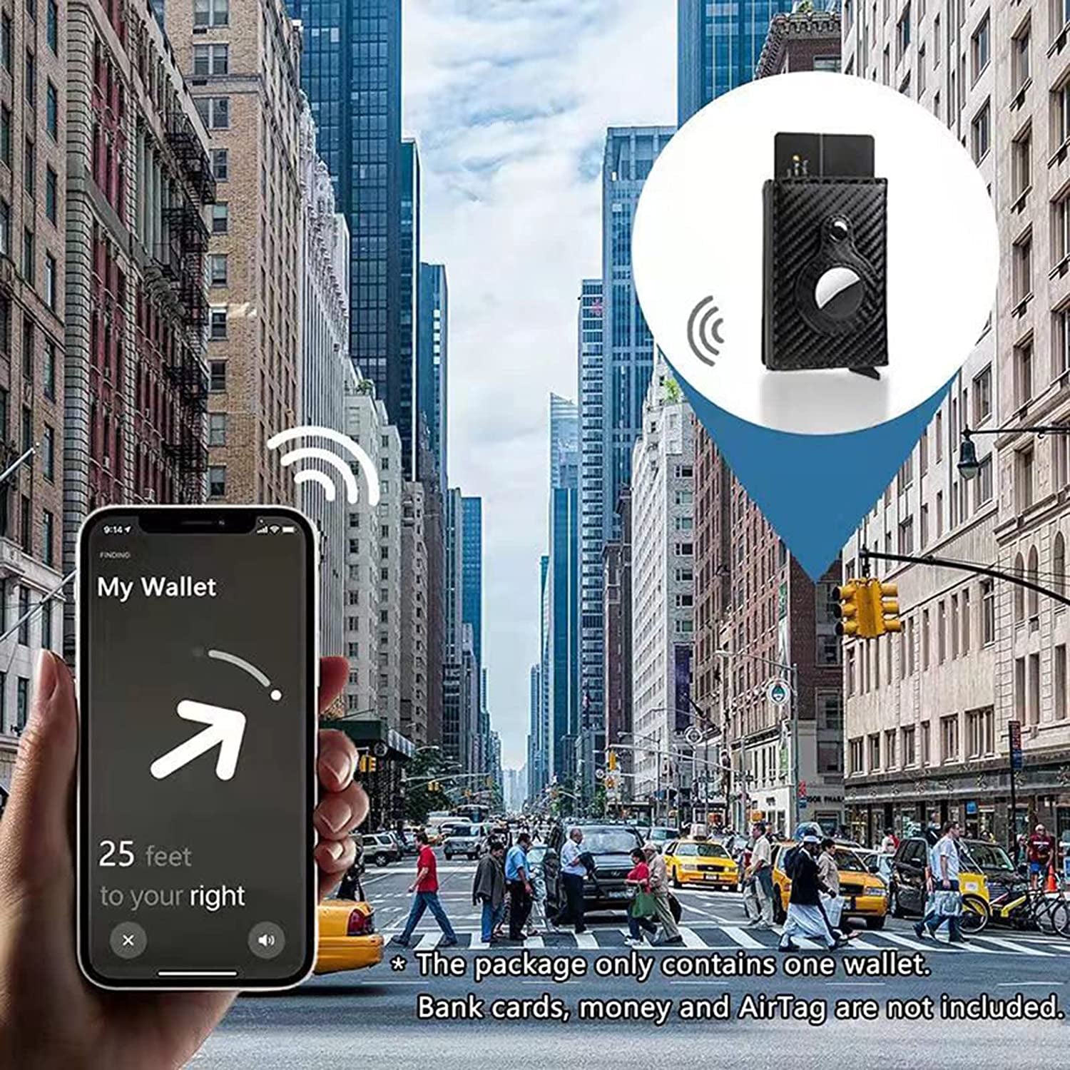 Wallet Case Card Holder with Airtag Slim Minimalist Leather Cash Credit Bifold RFID Blocking Men'S Gift Stealth ID Window Aluminum Metal Cards Pop-Up 8 Slots Wallets (Brown)  Creaweal   