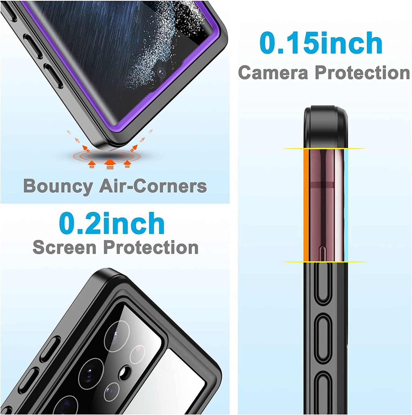 Temdan for Samsung Galaxy S22 Ultra Case Waterproof, Built in Screen Protector 360° Full Body Heavy Duty Shockproof IP68 Waterproof Galaxy S22 Ultra Case for Samsung S22 Ultra 5G 6.8 Inch Purple  Temdan   