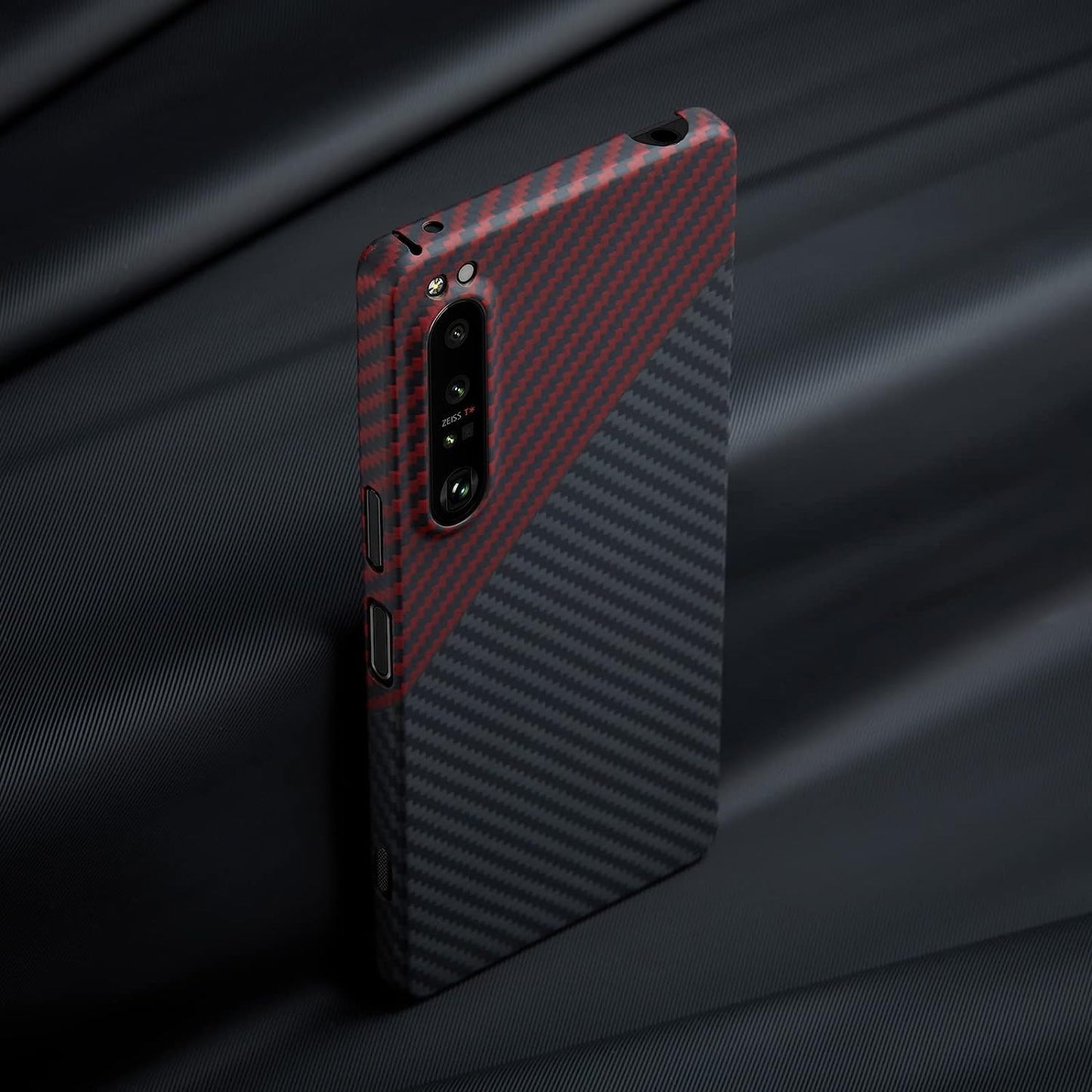 GIMENOHIG Ultra Thin and Lightweight Aramid Carbon Fiber Case for Sony Xperia 1 Iv (Red Black)  GIMENOHIG01   
