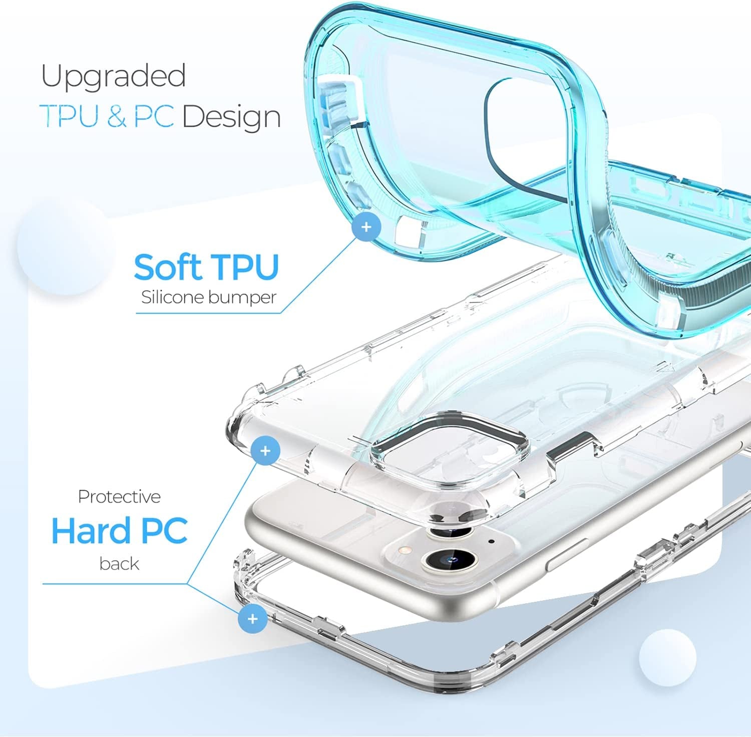 Oribox Case for Iphone 13, Heavy Duty Shockproof Anti-Fall Clear Case,Crystal Blue  ORIbox   