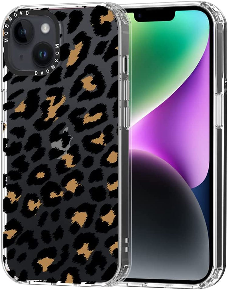 MOSNOVO Compatible with Iphone 14 Case, [Buffertech 6.6 Ft Drop Impact] [Anti Peel off Tech] Clear TPU Bumper Phone Case Cover with Cute Black Cat in Garden Designed for Iphone 14 6.1"  MOSNOVO Leopard  