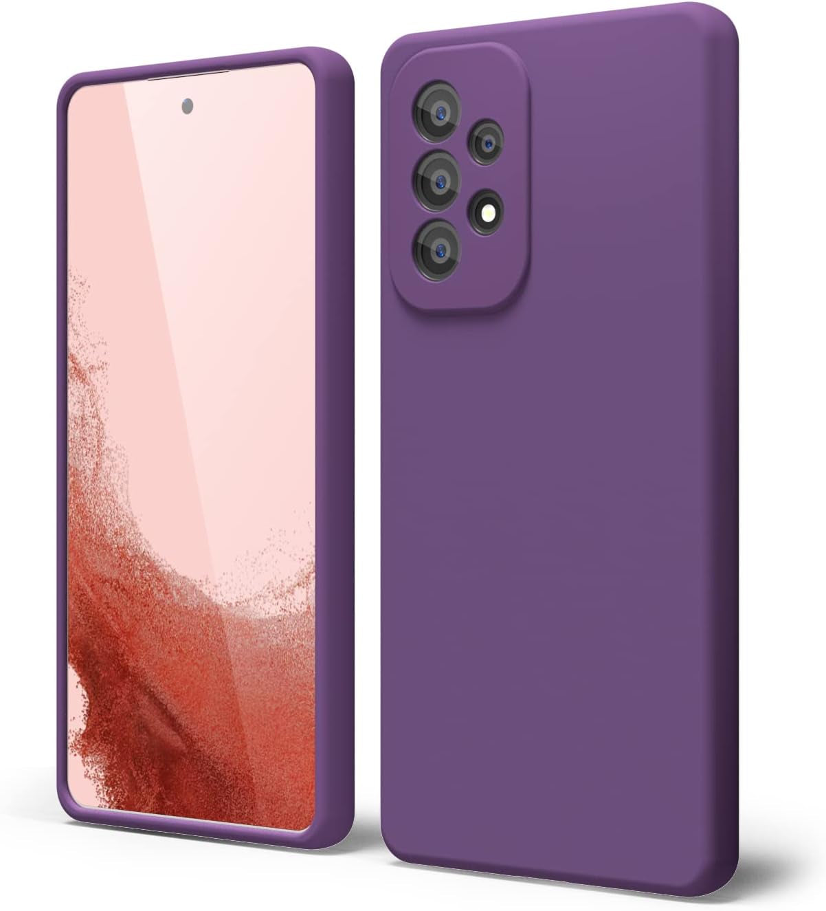 Oakxco for Samsung Galaxy A53 Phone Case Liquid Silicone, Cute Thin Slim Soft Rubber TPU Plain Smooth Gel Cover for Women Girl, Matte Solid Protective & Shockproof, Black  oakxco Purple A53 