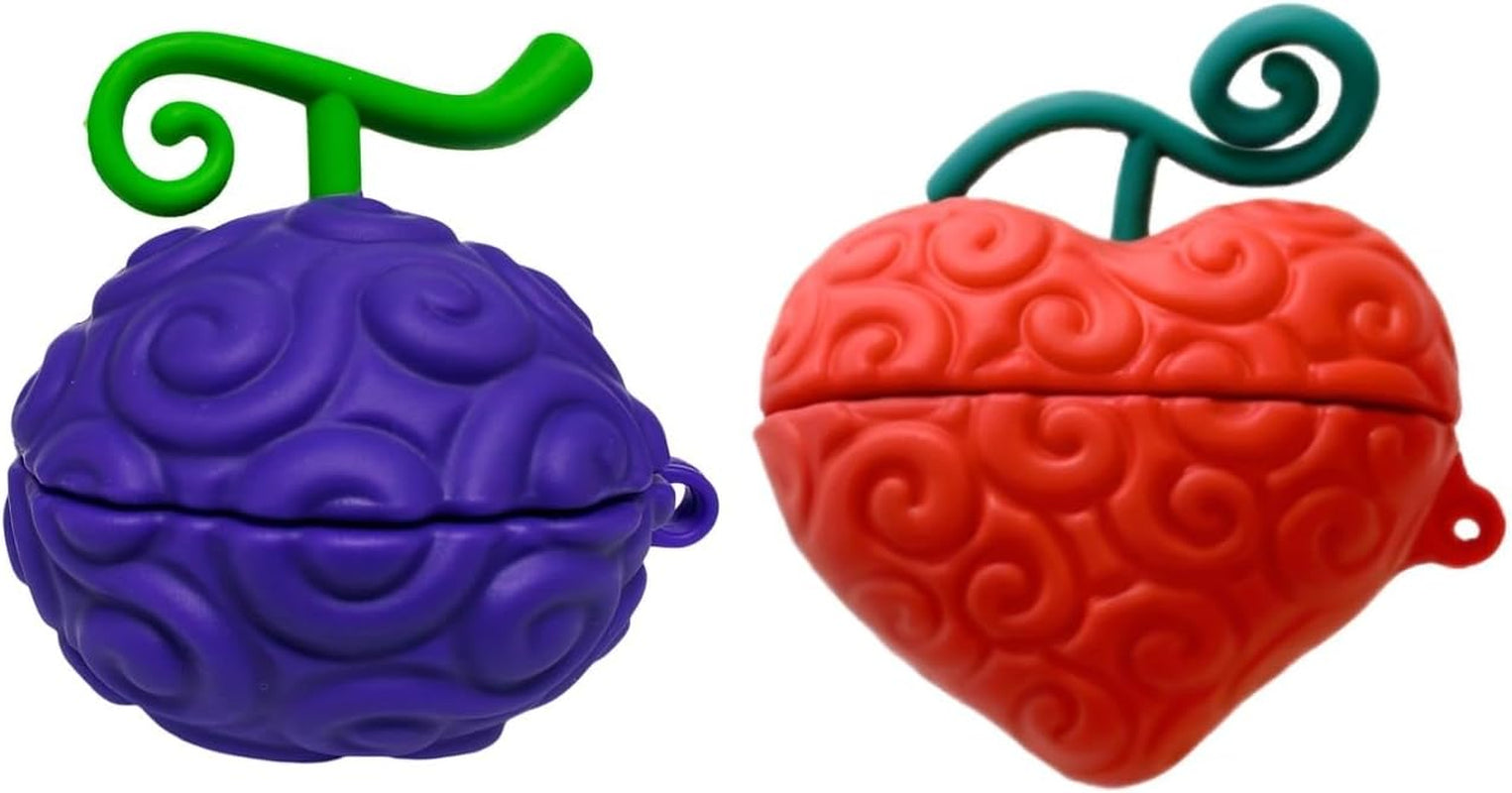 [2 Pack] CASEVERSE Case for Samsung Galaxy Buds2 Pro/Buds 2/Buds Live/Buds Pro, Cute Soft Silicone Anime Protection Charging Cover with Keychain for Boys  CASEVERSE Gum Fruit+Op-Op Fruit  